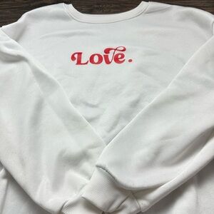 White Sweatshirt with Red 'Love' Print